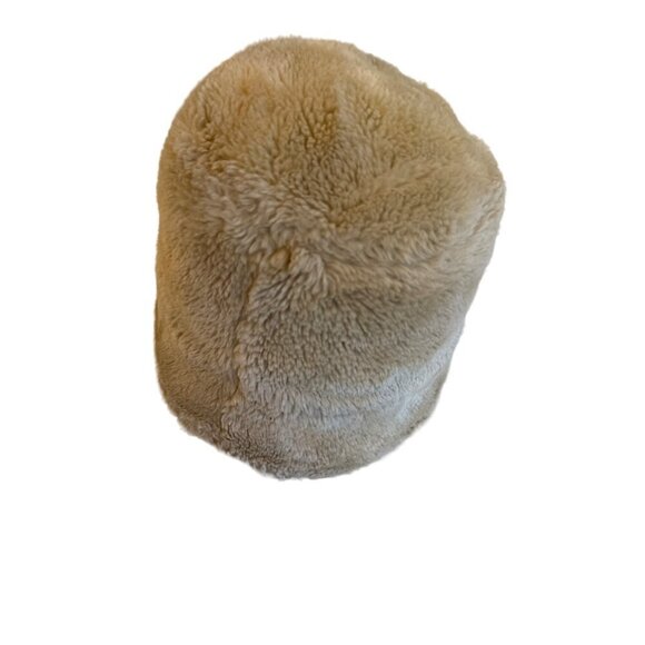 Vintage Faux Fur Bucket Hat Beige Unisex Warm Stylish Accessory Acrylic & Polyes - Picture 3 of 5